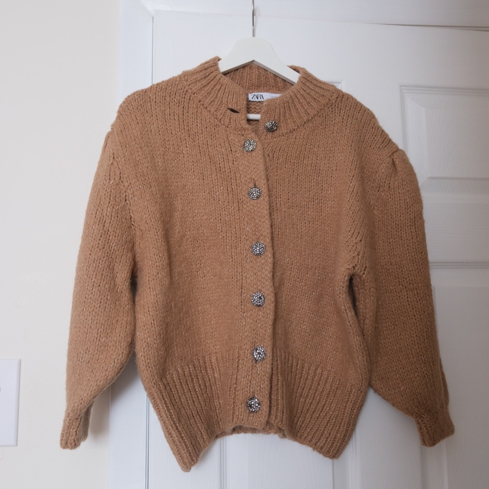Zara Women's Brown Cardigan with Button Detail